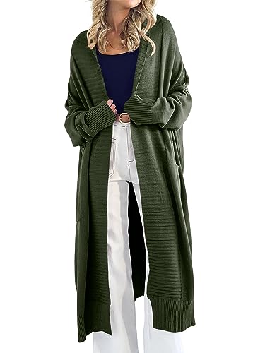 Image of Danedvi Womens Long Cardigan Sweaters 2026 Spring Chunky Knit Oversized Slouchy Open Front Warm Coats with Pockets