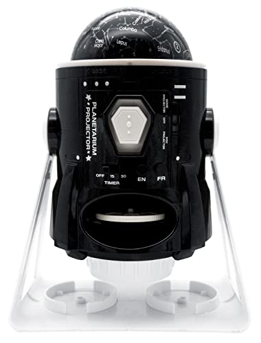 LEXIBOOK NLJ181i1 Speaking 2 en 1 Proyector planetario, 24 imágenes para Descubrir el Espacio, 2 cúpulas de constelación, Stem, Negro/Blanco