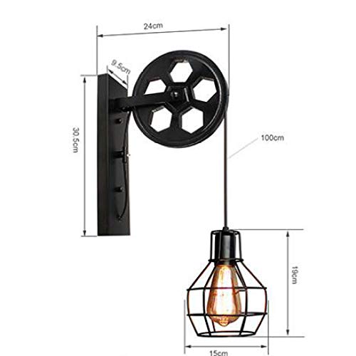 Preisvergleich Produktbild Retro Wandleuchte Verstellbare Hubrolle Käfig Wandleuchte Industrielle Schmiedeeisen Wandleuchte für Restaurant Aisle Pub Cafe Bar
