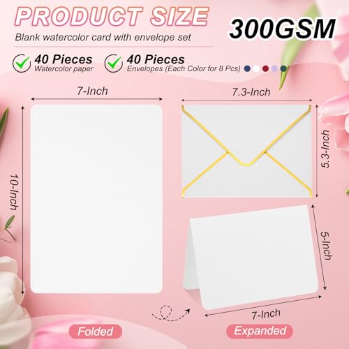Tarjetas de acuarela 140 lb postales de algodón de 300 GSM con sobres PATIKIL Rojo 2