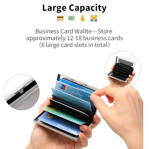 Image of Stainless Steel Credit Card Wallet RFID Blocking Metal Case Pocket Business Card Holder for Women and Men