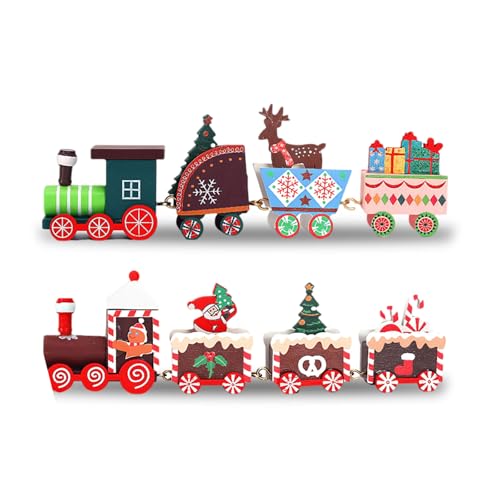 EAZHOP Weihnachten Zug Deko, 2 Stück Mini Weihnachtszug Holz Tischdeko,...