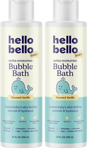 Image of Hello Bello Baby Bubble Bath, Gentle Coconut Vanilla Scent, for Babies and Kids, 10oz Bottle (Pack of 2)