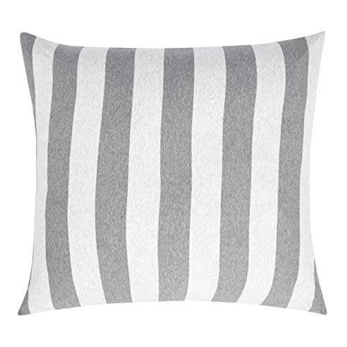 Amazon Basics - Bettwäsche-Set, Jersey, breite Streifen, 135 x 200 cm / 80 x 80 cm, Grau - Image 4