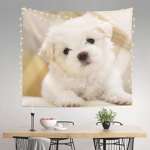 Tapiz grande JEJEA de cachorro maltés para decorar la pared del dormitorio, 152 x 130 cm 3
