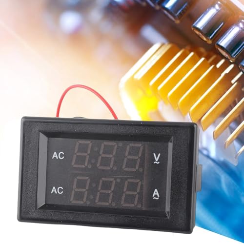 Image of Digital Voltmeter with LED Red and Green Display - 2-in-1 AC Voltage and Amp Meter for 60-500V AC, 0-50A Panel Meter for Voltage and Current Testing