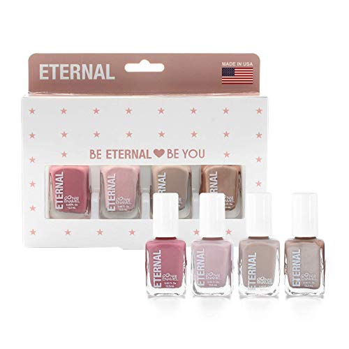 Eternal 4 Collection  Set of 4 Nail Polish: Long Lasting, Mirror Shine, Quick Dry, Neutral Colors (Nude Rose Gold)