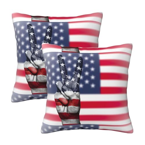 Housse de coussin motif drapeau américain pour décoration extérieure