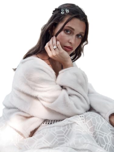 Blush Bridal Cardigan, Vegan Angora Cover, Fluffy Knit Crop Sweater, Perfect Fall Wedding Cover-Up (M)