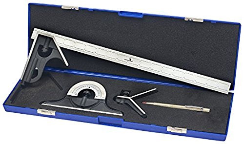 Review Discount WORKHORSE 3049.13475657 Certified Hi-Precision Combination Square Set, Cast Head, 18" Rule x 16R Graduations, 5 Piece Set