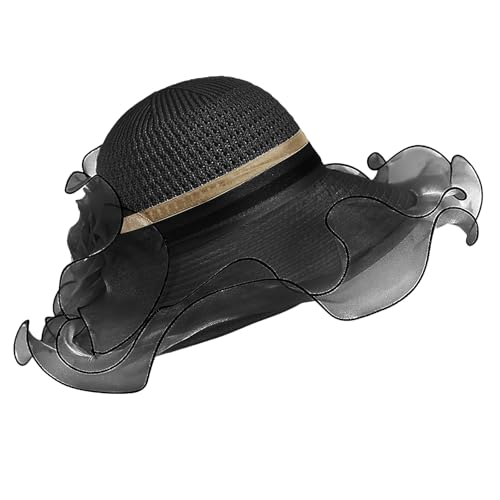 Chapeau Derby femme organza floral années 1920 chapeau melon large bord