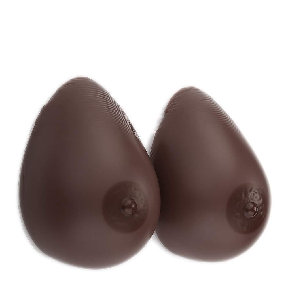 FSYH Fake Breasts Forms Silicone Fake Boobes for Crossdressers/Mastectomy A-D Cup Breast Bra Enhancer with Adhesive,Black,B CUP