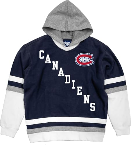 Blue 84 Montreal Canadiens NHL Officially Licensed Hockey Hooded Sweatshirt Felt Embroidery, Small Team Color