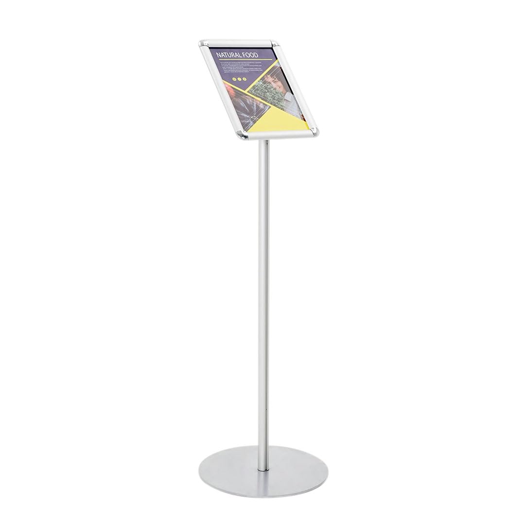 Danieli - Leggio Porta Menu A4 Orientabile. Espositore da Terra con Cornici a Scatto in Alluminio Anodizzato Silver. Supporto da Pavimento per Poster e Avvisi, Ideale per Bar, Ristorante, Negozio
