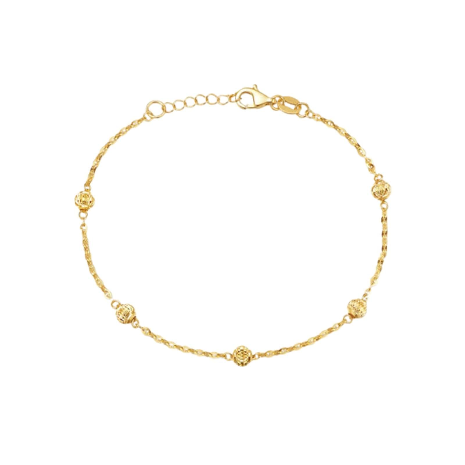 Armkette Damen Klein, Armband Damen Zart Perlen 4mm Gelbgold Damen Geschenke Geburtstag