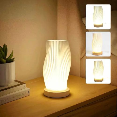 Catálogo de Lámparas de mesa y mesilla de noche de esta semana. 45 JAFEN Lámpara de Noche y Mesa Recamara - Florero Decorativo con 3 Niveles de Luz Ajustable por Botón, USB, Regalo Decoración Recamara Moderna Perfecto (A)