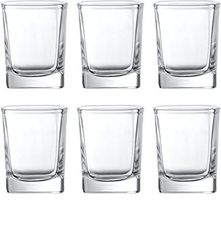 Circleware Take Square Shot Glasses, Set of 6, 2.3 ounce, Clear, Limited Edition Glassware Whiskey Drinking Cups, 6 Count (Pack of 1)