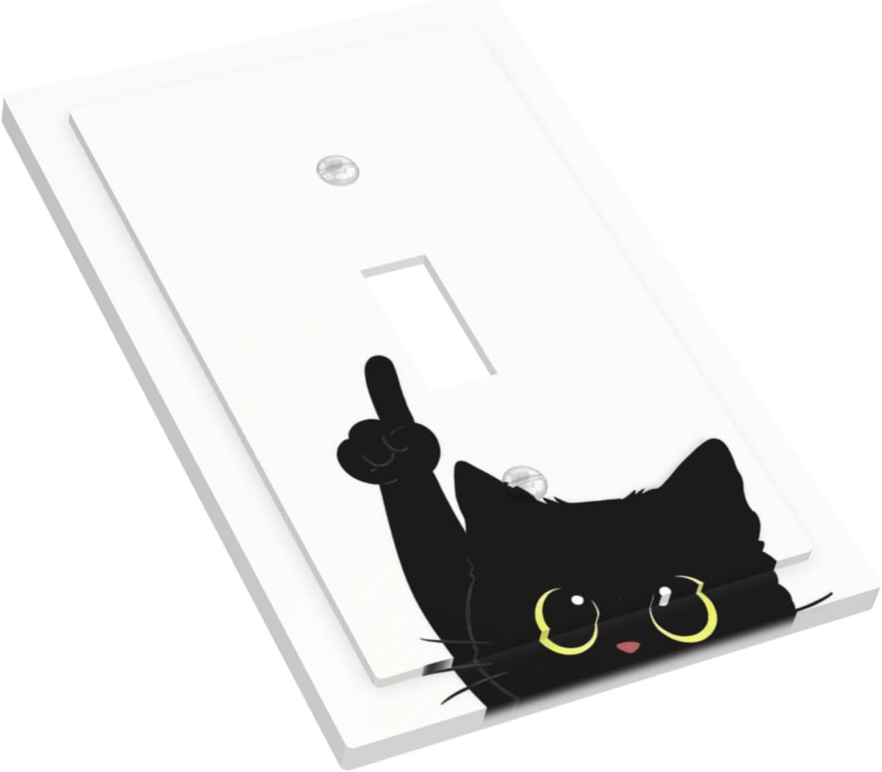 Decorative Light Switch Covers Funny Cute Black Cat Single Toggle Light Switch Cover Plate 1 Gang Outlet Covers Wall Plate Electrical Device Switchplate Dimmer Faceplate for Bathroom Decor