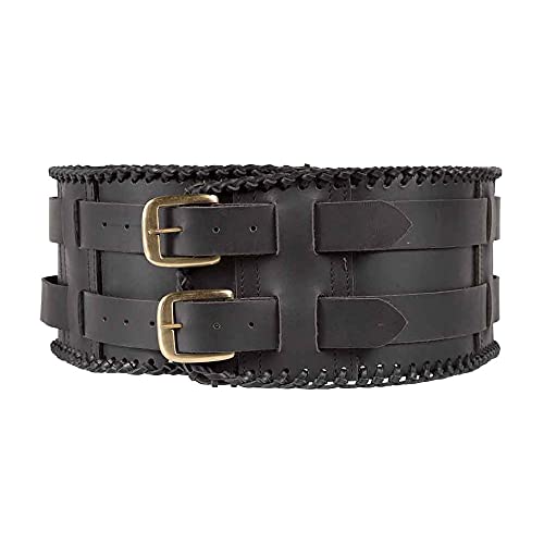 TZH Ceinture De Ceinture en Cuir Médiévale Armure Lourde Steampunk Réglable Double Rangée Ceinture À Tricoter À La Main Ceinture Large pour Cosplay Cover