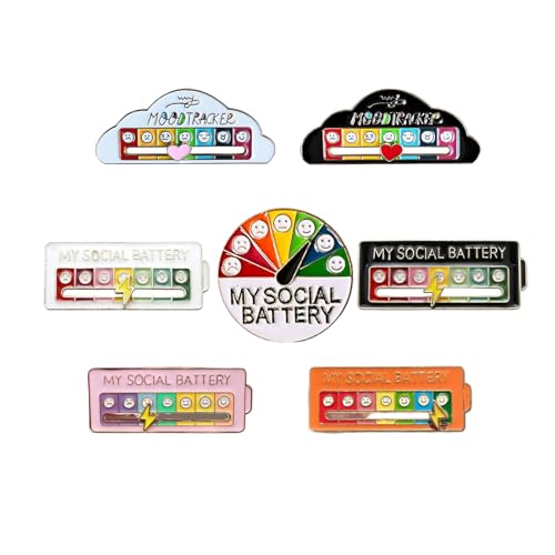 My Social Battery Pin 7 Pcs Mood Emotional Creative Badge 7 Days a Week Funny Enamel Lapel Bags Backpacks Hats Jewelry (7 Pcs Colorful)