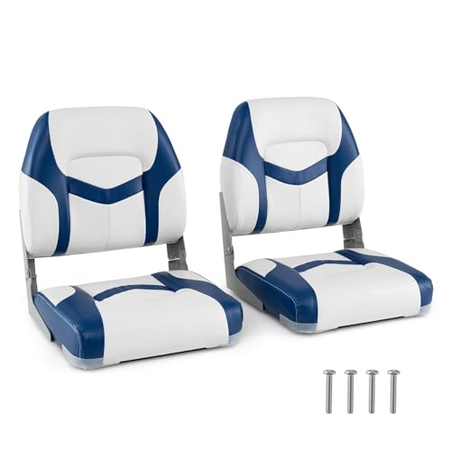 HOMASIS Lot de 2 sièges de bateau pliables, rembourrés, assise 7 cm, chaises direction étanches, métal, charge maximale