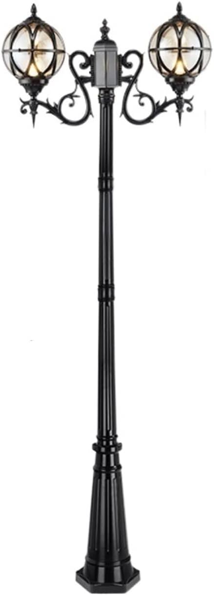 2 Light Outdoor Crystal Ball Lantern Traditional High Light Pole European Retro Style IP54 Waterproof Die-Cast Aluminum for Jard,
