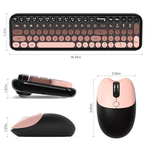 Image of KNOWSQT Wireless Keyboard and Mouse Combo - BlackBerry-Gradient 2.4G Full-Size Typewriter Cute Colorful Keyboards - USB Plug and Play, for Windows, Laptop, Computer, PC, Desktop
