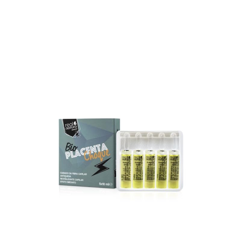 Real Natura - Ampollas Bio Placenta Choque - 5 x 10ml - Tratamiento Reestructurante Intensivo para Cabello