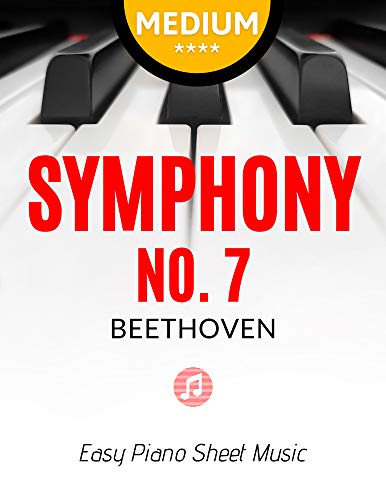 Image of Symphony No. 7 I Beethoven | Medium Piano Sheet Music: Theme from Second Movement I Popular Classical Song for Advanced Pianists Students Adults Seniors I Video Tutorial I BIG Notes