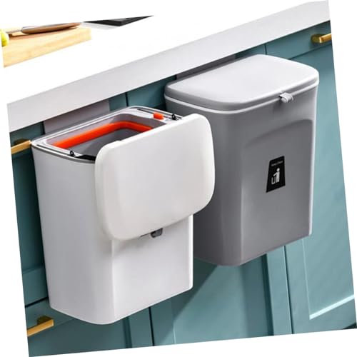 Caneca de basura rectangular blanca de plástico pared miniatura 6