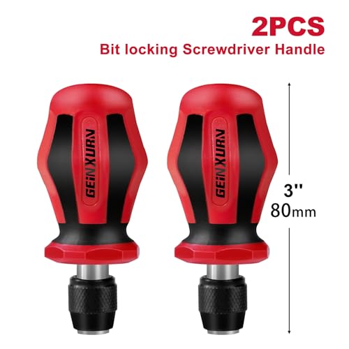 Image of Geinxurn Magnetic 2PC Mini Changeable Head Manual Screwdriver Holder, Quick Change & Release 1 /4 inch Hex Bit Extension Holder