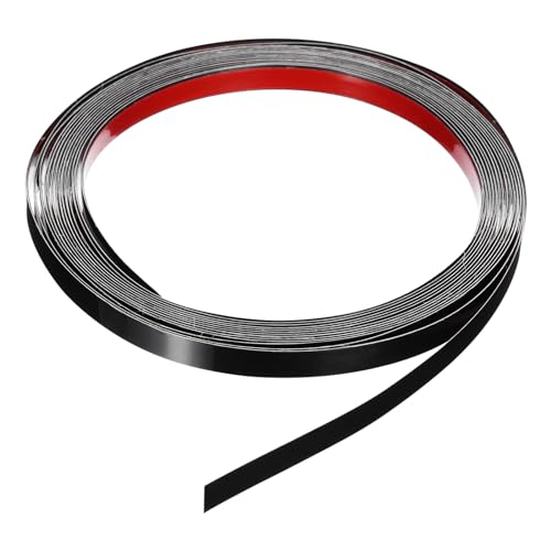 QUARKZMAN 19,7 ft x 0,39 Mur Garniture Décollage et Coller Moulure Garniture Cadre, Autocollant Adhésif Inox Acier Brossé Finition Métal Bande Garniture pour Mur Sol Armoire Bord, Noir