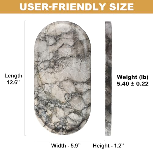 Image of Koville Turkish Natural Travertine Tray, 12 inchx6 inch Vanity Decorative Tray for Countertop Organizer, Catchall Tray for Perfume, Candles, Jewelry Dish