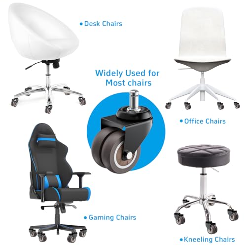 Image of 2 Inch Low Profile Office Chair Casters 650 lbs, Set of 25 (Grey)