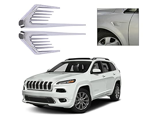 PRIKNIK Air Flow Car Side Duct Sporty Racing Look Vent Air Flow Car Decorative Sticker (Pack of 2) Chrome Plated Compatible with J-eep C-ompass