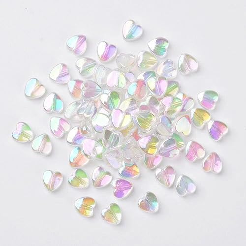 HERZWILD 800 Pcs Clear Heart Plastic Beads for Jewelry Making - Heart Shape, White, White Heart, Klein