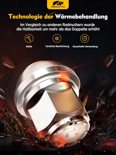 MIKKUPPA M12x1,5 Chrom Radmuttern SW19 20 Stück OEM Factory Style für meisten Ford Fiesta Focus Fusion Fabrik Räder Eichel Sitz Muttern geschlossenes Ende Lug Nuts