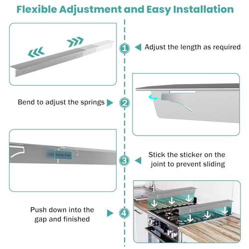 Image of Stove Gap Covers 2PCS, Stainless Steel Gap Filler, Silver, 13.8'' to 27.6''