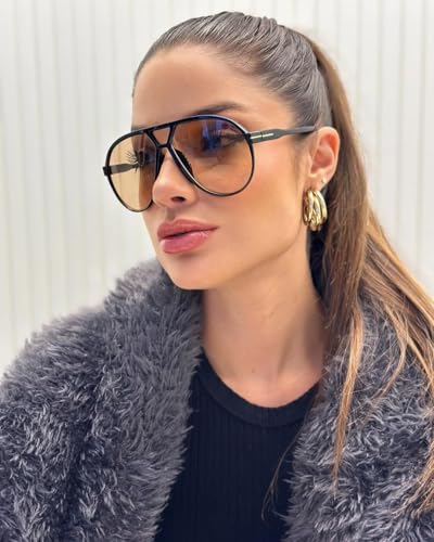 Image of GUVIVI Retro Aviator Sunglasses for Women Men Oversized Classic 70s Vintage Trendy Tangle Free Square Aviators Sun Glasses