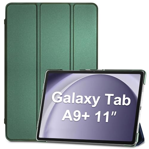 ProCase Funda para Galaxy Tab A9+ / A9 Plus 11 Pulgadas 2023, X210 X215 X216 X218 Carcasa Respaldo Translúcido Delgada Cubierta Protector Trifold Smart Cover  Verde