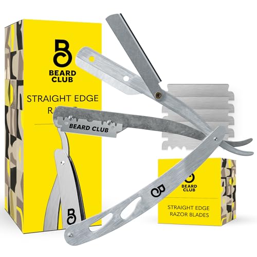 The Beard Club Straight Razor for Men - Navajas Para Barbero - Barber Straight Edge Razor Kit - Single Derby Blade Cutthroat With 5 Replaceable Stainless Steel Blades