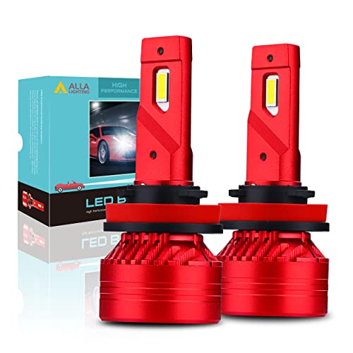 Alla Lighting H8 H9 H11 LED Headlight Bulbs, Fog Lights or DRL, 12500Lms 700% Brighter 6000K~6500K Xenon White 90W, High, Low Beam Headlamps Replacement