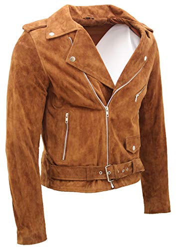 Men's Classic Brando Casual Tan Suede Leather Biker Jacket2