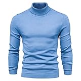 rollkragenpullover hellblau herren GUT VERARBEITETES MATERIAL - Dieser Longsleeve Pullover für Herren besteht aus hochwertigem, weichem und bequemem Stoff, der warm, weich, hautfreundlich ist, aber nicht sperrig.Für den ganzen Tag im Frühling, Herbst oder Winter