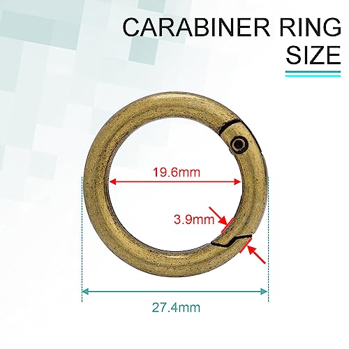 Image of CooBigo 3 /4 Inch Trigger Spring O Rings, Metal Round Carabiner Clip Snap Hook, Keyring Buckles for Replacement Purse Strap, Paracord Lanyard , Keychain Rings Hardware DIY Crafts Making 10Pcs Bronze