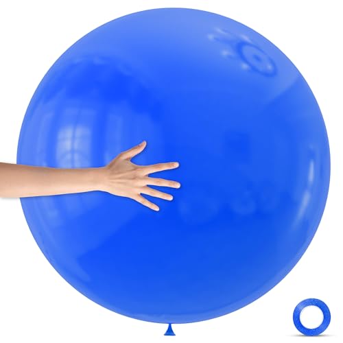 Image of 5Pcs Blue Big Balloons 36 Inch, Round Large Latex Party Balloons for Birthday Wedding Decorations