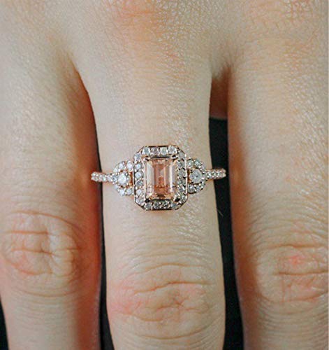 18k Rose Gold Plated Ring Set with Micro-Set Engagement Ring Women (7)2
