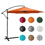 BELLEZE Outdoor Patio Umbrella UV Resistant Sun Tent Canopy Hand Crank Tilt Cantilever Octagonal Shape 10ft, Orange