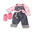 Gotz Denim Overalls with Flower Print Blouse, Matching Belt & Shoes for 18 to 19.5" Dolls
