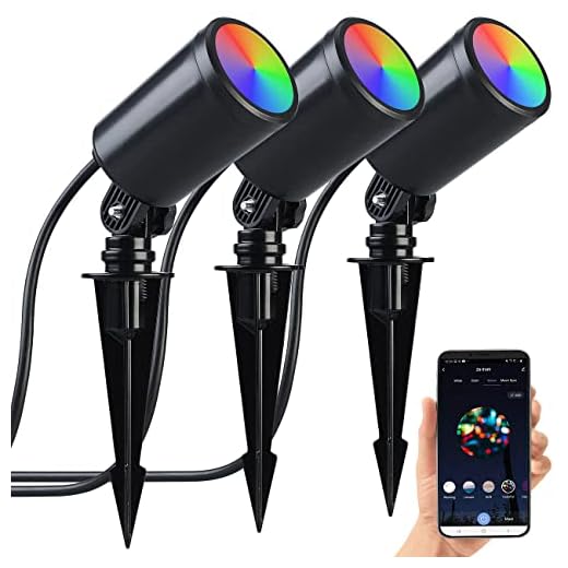 Luminea Home Control Gartenlampen: 3er-Set WLAN-Gartenstrahler, dimmbar, RGB & CCT, 1.560 lm, IP65, App (LED-Gartenbeleuchtung)